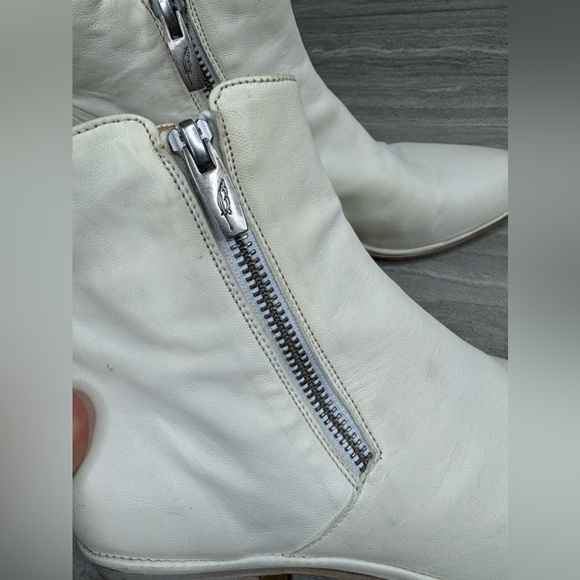 I.N.K. Block Heel Ankle Side Zip Cream Leather Boots EU 39 US  8 - Picture 8 of 12